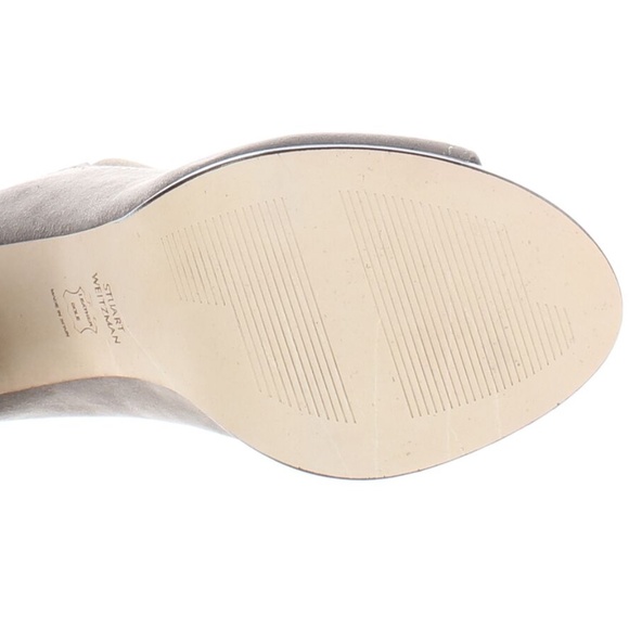 Stuart Weitzman Slideup Topo Gray Leather Suede Open-Toe Mule Heel Pump Sandal 9 - Picture 6 of 10